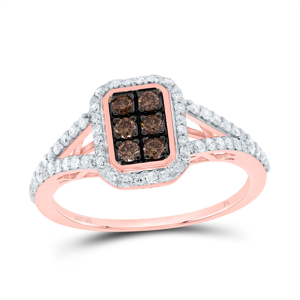 1/2CTW-DIA P1 GIFT COGNAC NATURAL EMERALD RING