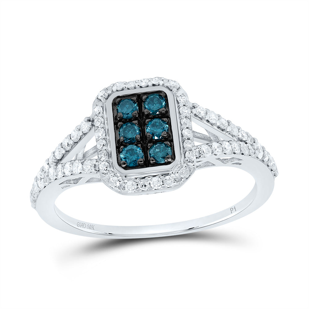 1/2CTW-DIA P1 GIFT BLUE DIAMOND EMERLAD RING