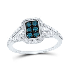 1/2CTW-DIA P1 GIFT BLUE DIAMOND EMERLAD RING