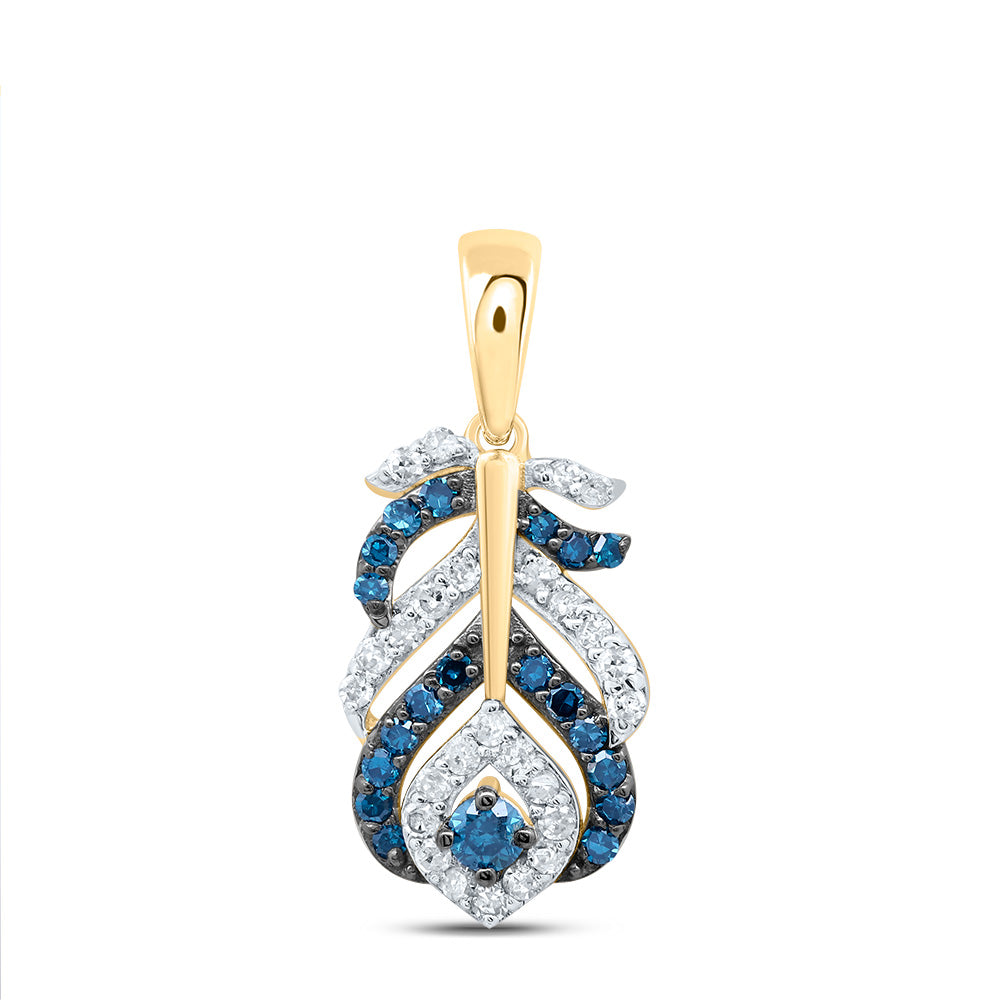1/4CTW-DIA P1 GIFT BLUE DIA PEACOCK FEATHER PENDANT
