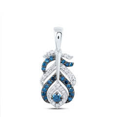 1/4CTW-DIA P1 GIFT BLUE DIA PEACOCK FEATHER PENDANT