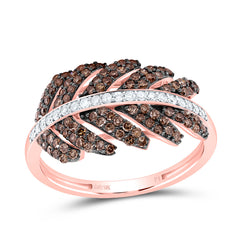 5/8CTW-DIA P1 GIFT COGNAC  NATURAL LEAF RING