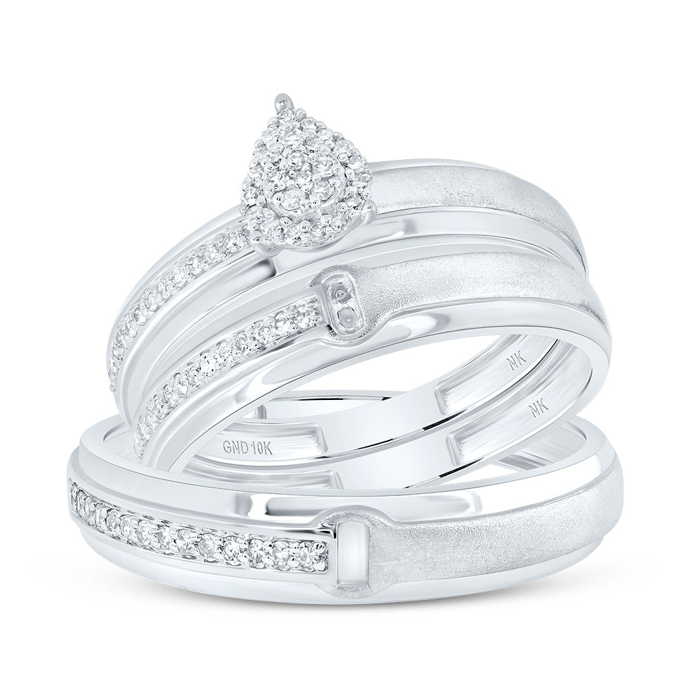 1/4CTW-DIA NK PEAR TRIO SET