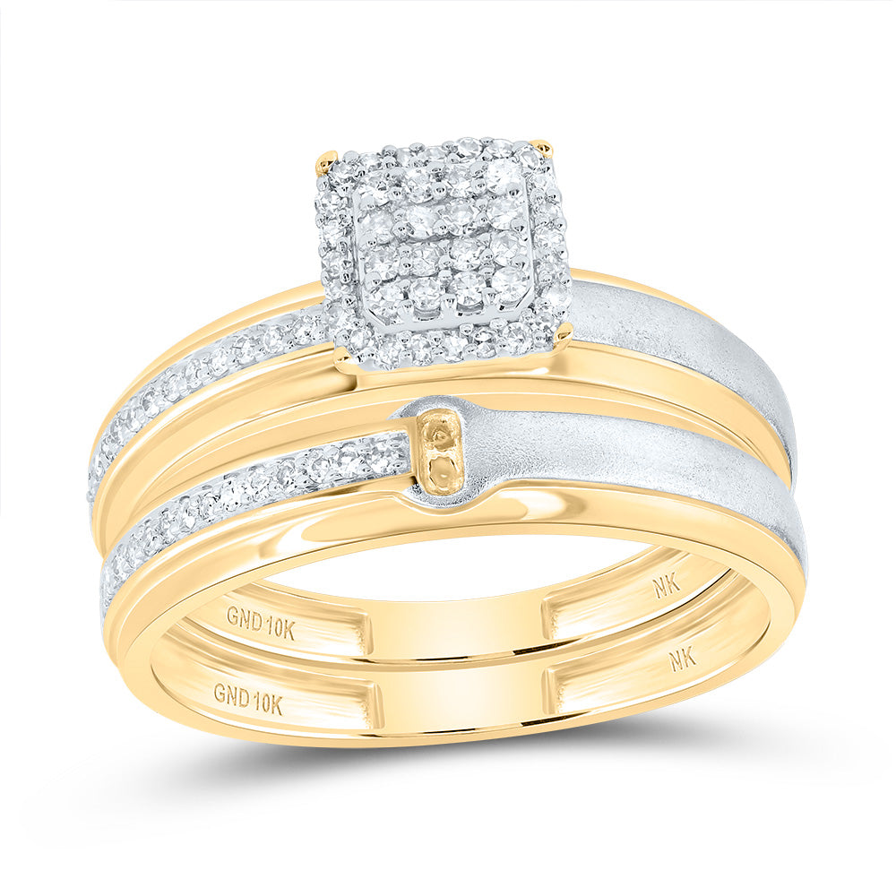 1/4CTW-DIA NK CUSHION TRIO SET