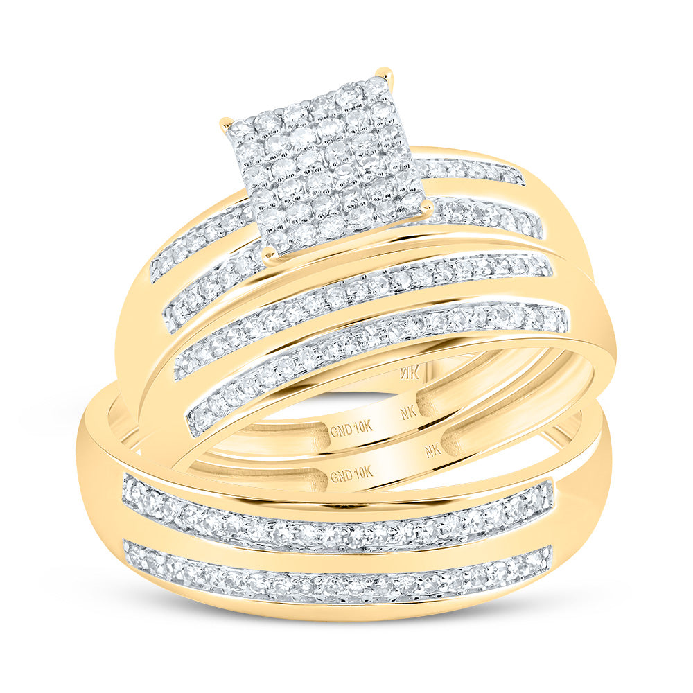 1/2CTW-DIA NK SQUARE TRIO SET