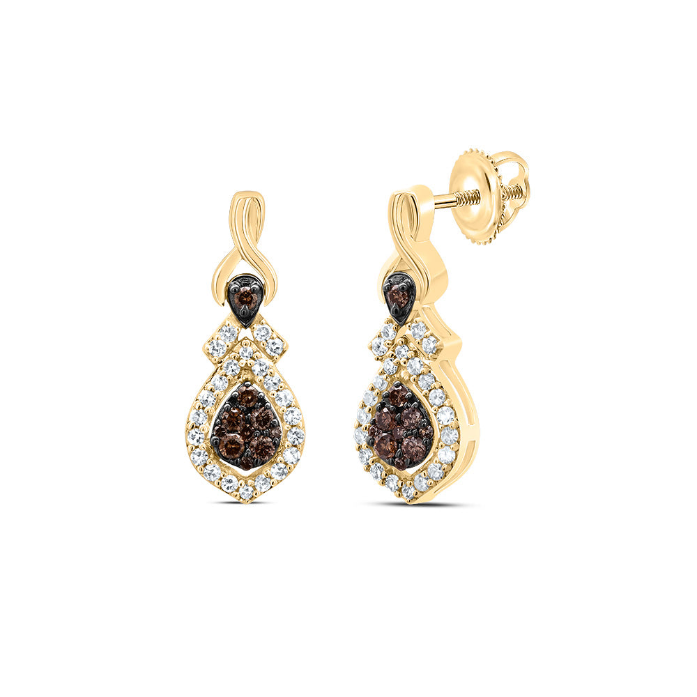 1/3CTW-DIA CN COGNAC NATURAL DANGLING EARRING