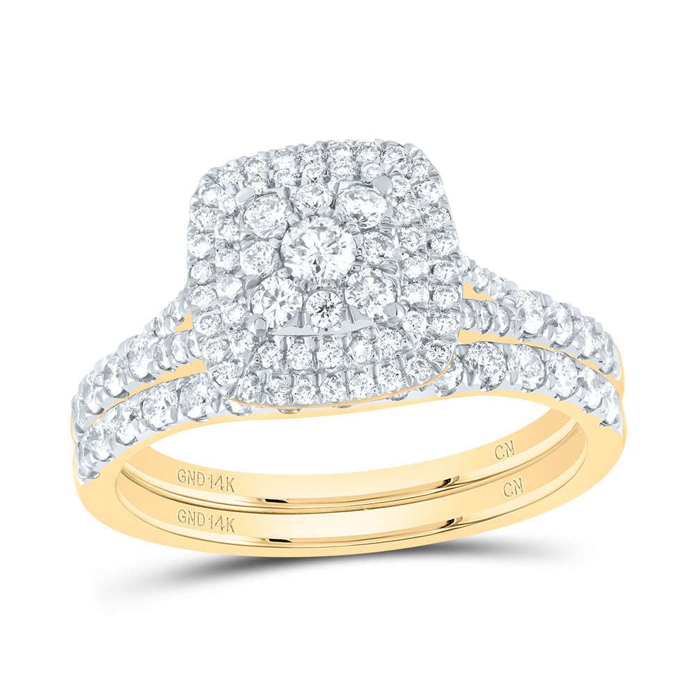 1CTW-DIA CN CUSHION SINGLE HALO BRIDAL SET