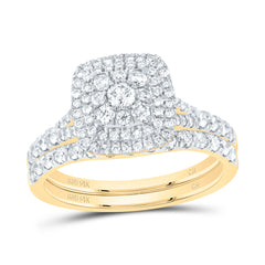 1CTW-DIA CN CUSHION SINGLE HALO BRIDAL SET