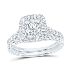 1CTW-DIA CN CUSHION SINGLE HALO BRIDAL SET
