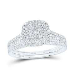 1/2CTW-DIA NK CUSHION DOUBLE HALO BRIDAL SET