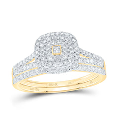 1/2CTW-DIA NK CUSHION DOUBLE HALO BRIDAL SET