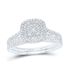 1/2CTW-DIA NK CUSHION DOUBLE HALO BRIDAL SET