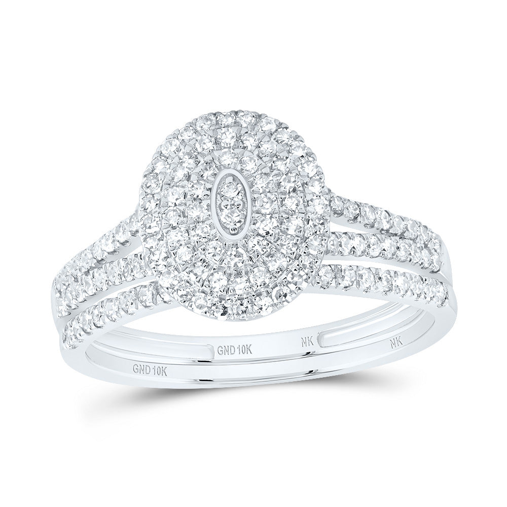 1/2CTW-DIA NK OVAL DOUBLE HALO BRIDAL SET