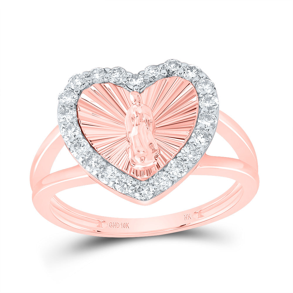 1/2CTW-DIA NK VIRGIN MOTHER MARY HEART LADIES RING