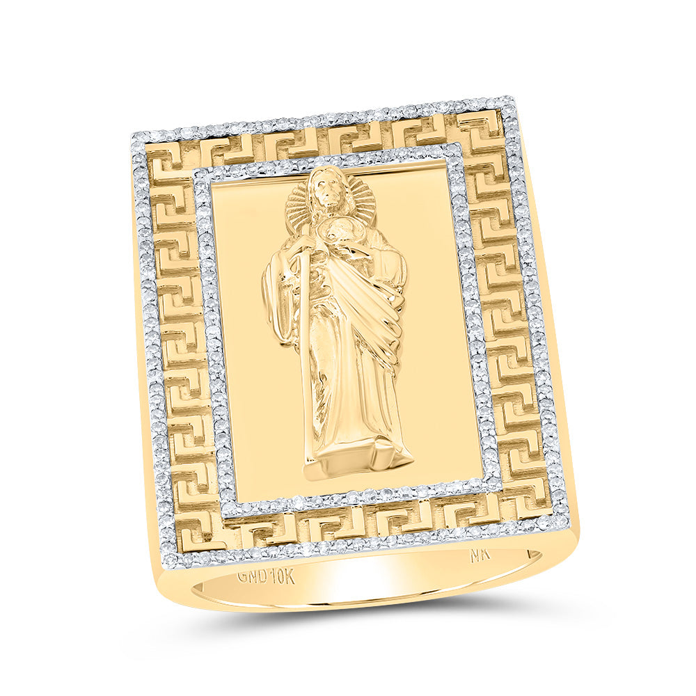 1/2CTW NK  DIA JESUS MENS RING (1.25 INCHES VERSION)