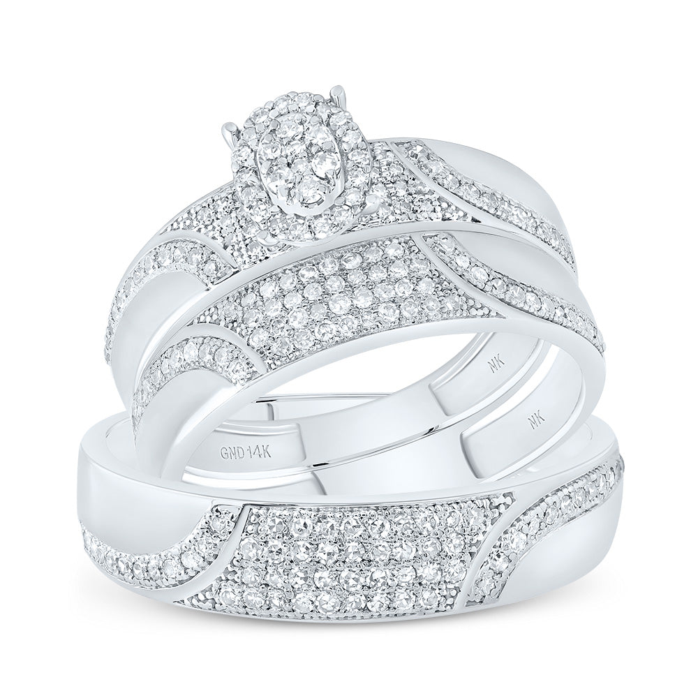 3/4CTW-DIA NK OVAL TRIO SET
