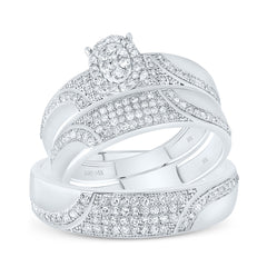 3/4CTW-DIA NK OVAL TRIO SET