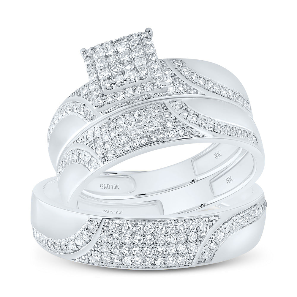3/4CTW-DIA NK SQUARE TRIO SET