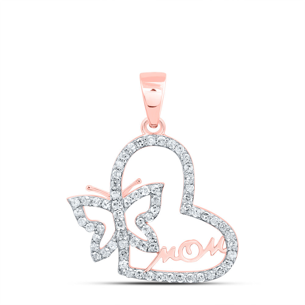 1/4CTW-DIA P1 GIFT MOM BUTTERFLY HEART PENDANT