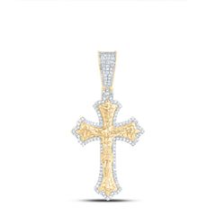 3/8CTW-DIA NK JESUS CROSS MENS CHARM