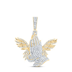 1CTW-DIA NK WINGS PRAYING HAND MENS CHARM