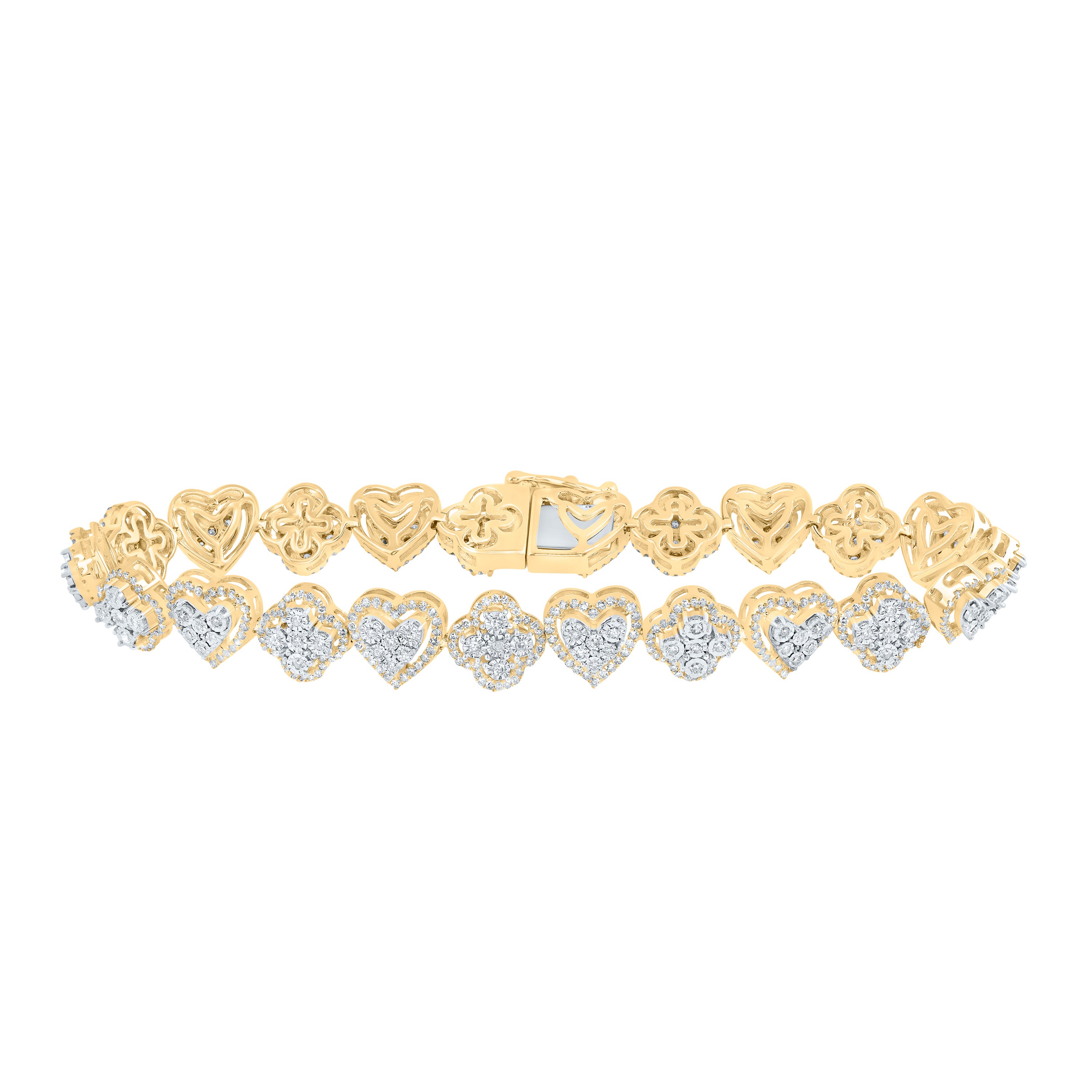 2CTW-DIA NK CLOVER HEART LADIES BRACELET (7 INCH)