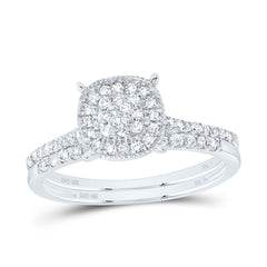 3/8CTW-DIA NK CUSHION SINGLE HALO BRIDAL SET
