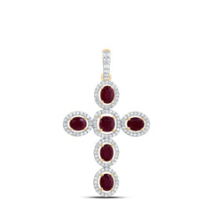 3/8CTW-DIA CN 1CTW-OV-RU, 4MM-CU-RU, NAT GEM CROSS PENDANT