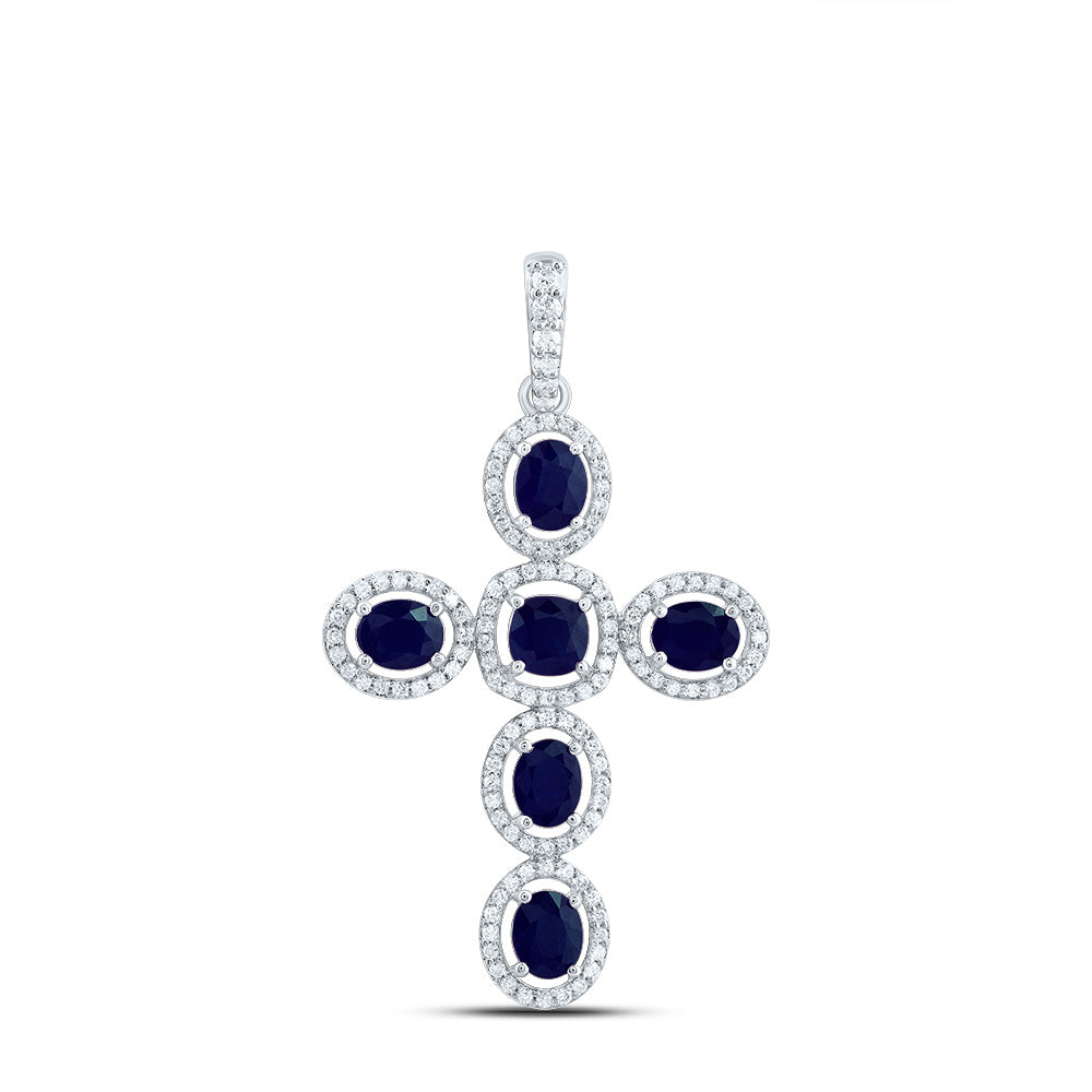 3/8CTW-DIA CN 1CTW-OV-BS, 4MM-CU-BS, NAT GEM CROSS PENDANT
