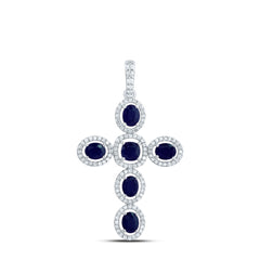 3/8CTW-DIA CN 1CTW-OV-BS, 4MM-CU-BS, NAT GEM CROSS PENDANT