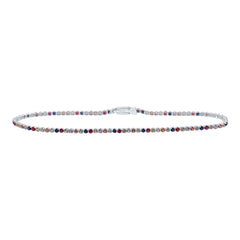 14k Gold 1 7/8 CTW-Rd-Natural Gemstone Multi Clear Sapphire Tennis Bracelet (7 Inch ) Gram