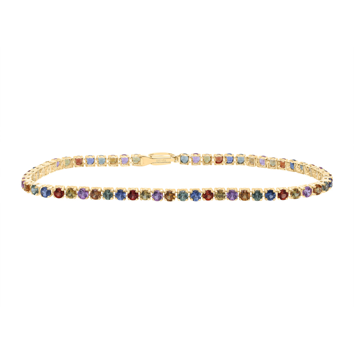 6 CTW RD-NAT GEM MULTI CLR SAPPHIRE TENNIS BRACELET (7 INCH)