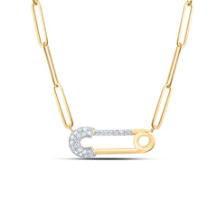 1/8CTW-DIA CN FASHION SAFETY PIN NECKLACE (18 INCH)