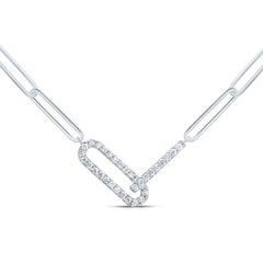 10K White Gold 1/5 CTW-Natural Diamond Fashion Paper Clip Necklace (18 Inch ) 3.67 Gram