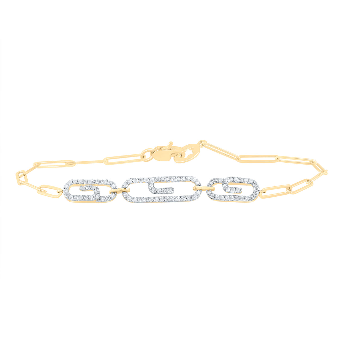 1/2CTW-DIA CN FASHION PAPER CLIP BRACELET (7 INCH)