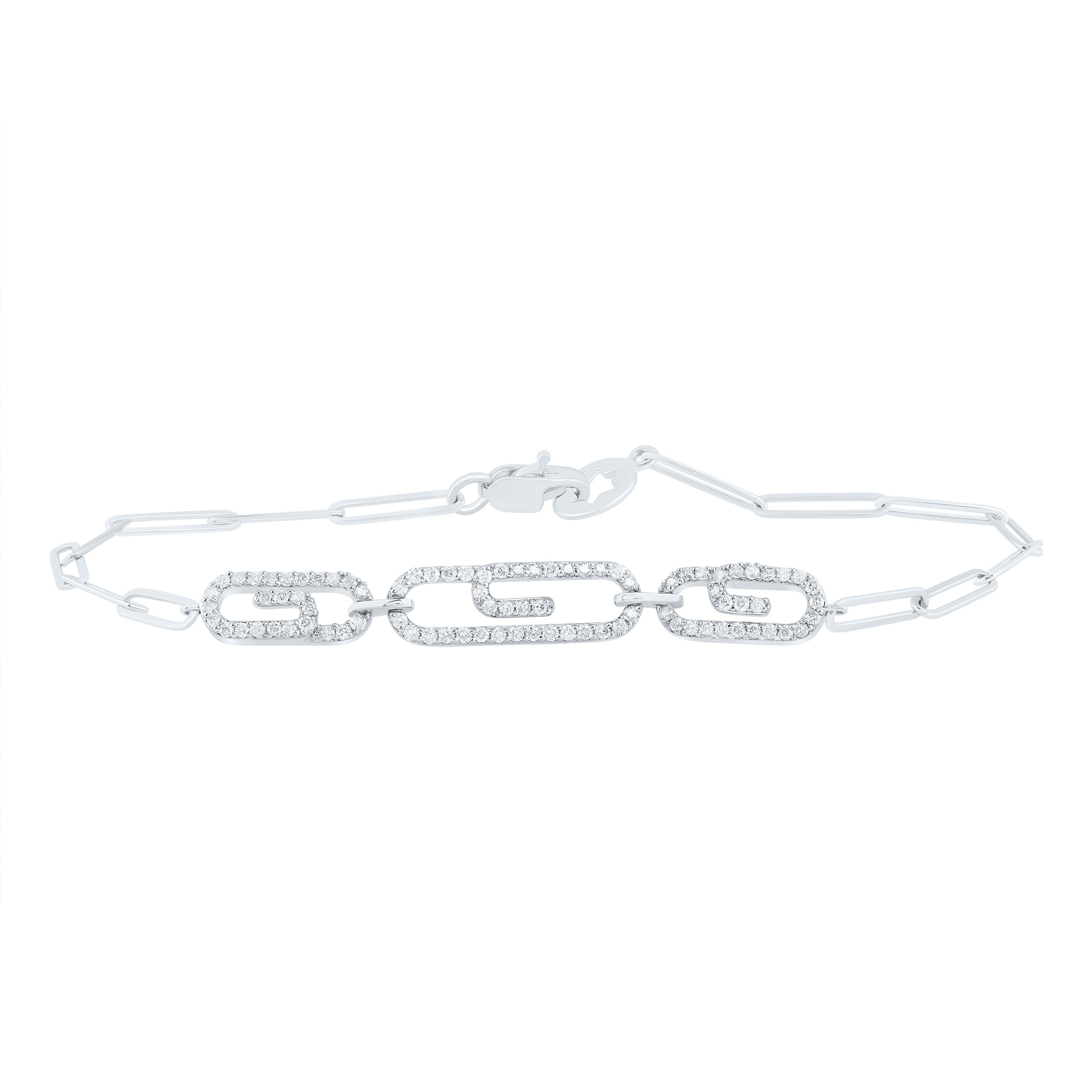 1/2CTW-DIA CN FASHION PAPER CLIP BRACELET (7 INCH)