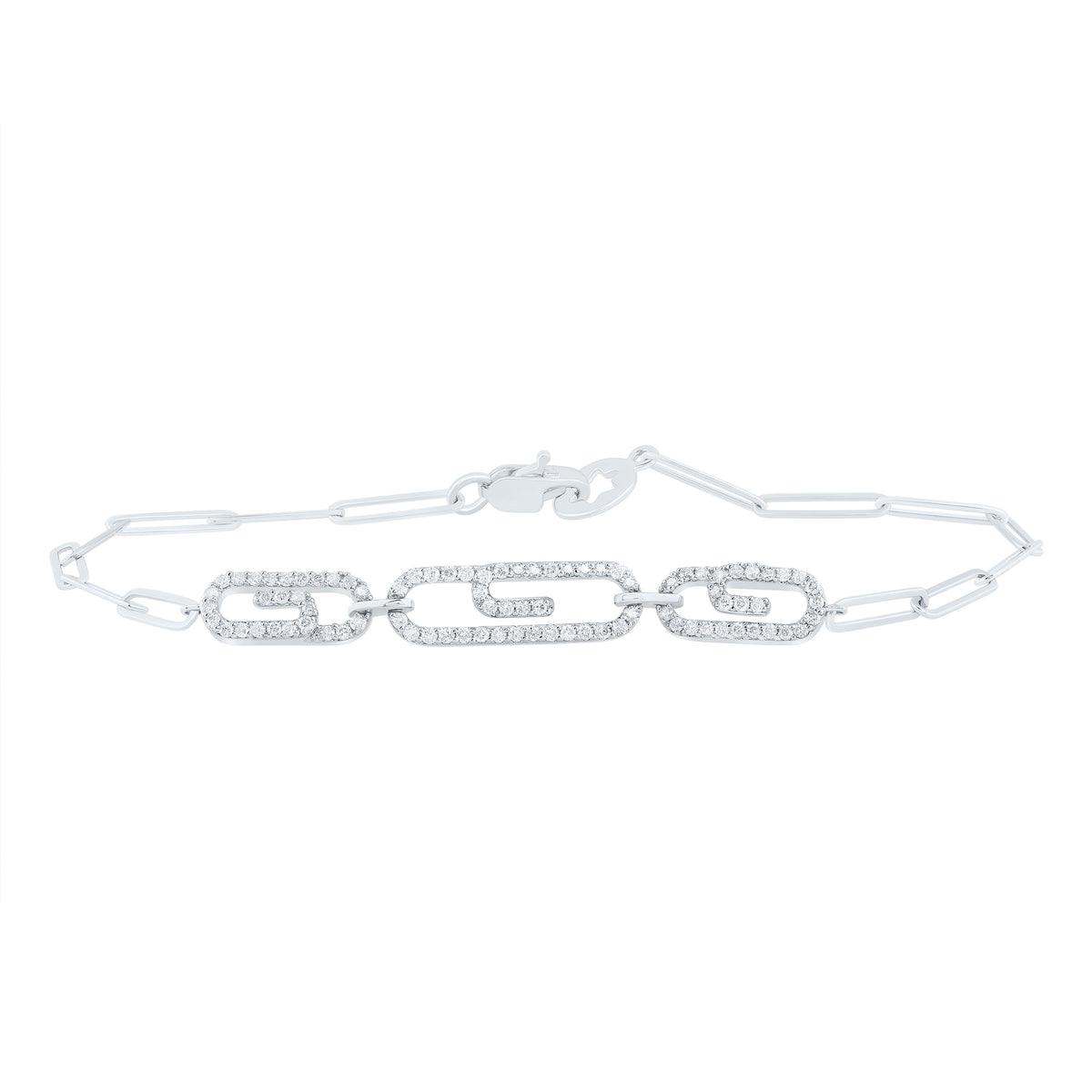 1/2CTW-DIA CN FASHION PAPER CLIP BRACELET (7 INCH)