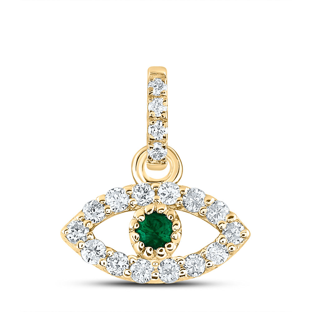 1/12CTW-DIA ANA M 1.7MM RD-EM NAT GEM EYE PENDANT