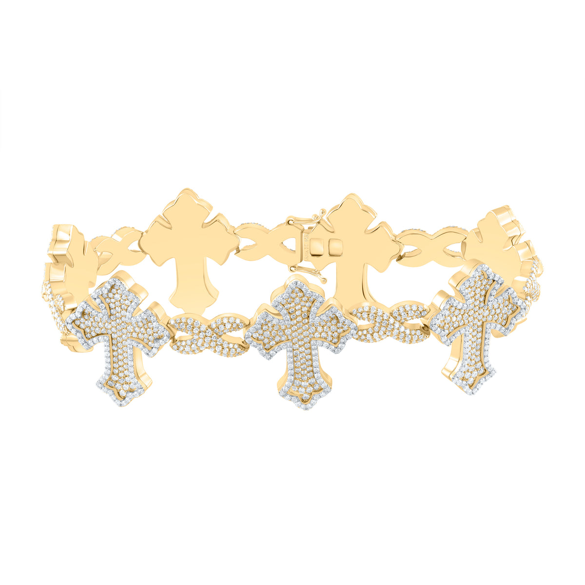 14k Gold 8 1/4 CTW-Natural Diamond Infinity Cross Mens Bracelelt (8.50 Inch ) Gram