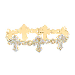 14k Gold 8 1/4 CTW-Natural Diamond Infinity Cross Mens Bracelelt (8.50 Inch ) Gram