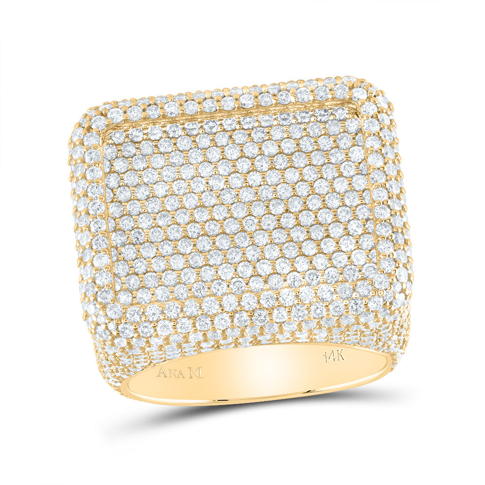 14k Gold 8 CTW-Natural Diamond Am Square Mens Ring Gram