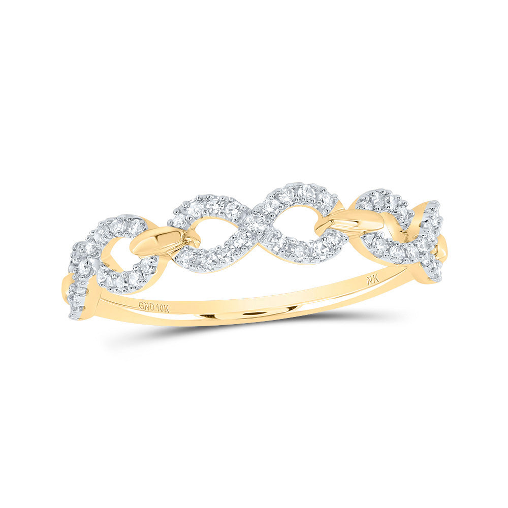 10K Yellow Gold 1/4 CTW-Natural Diamond Fashion Infinity Ring 1.74 Gram