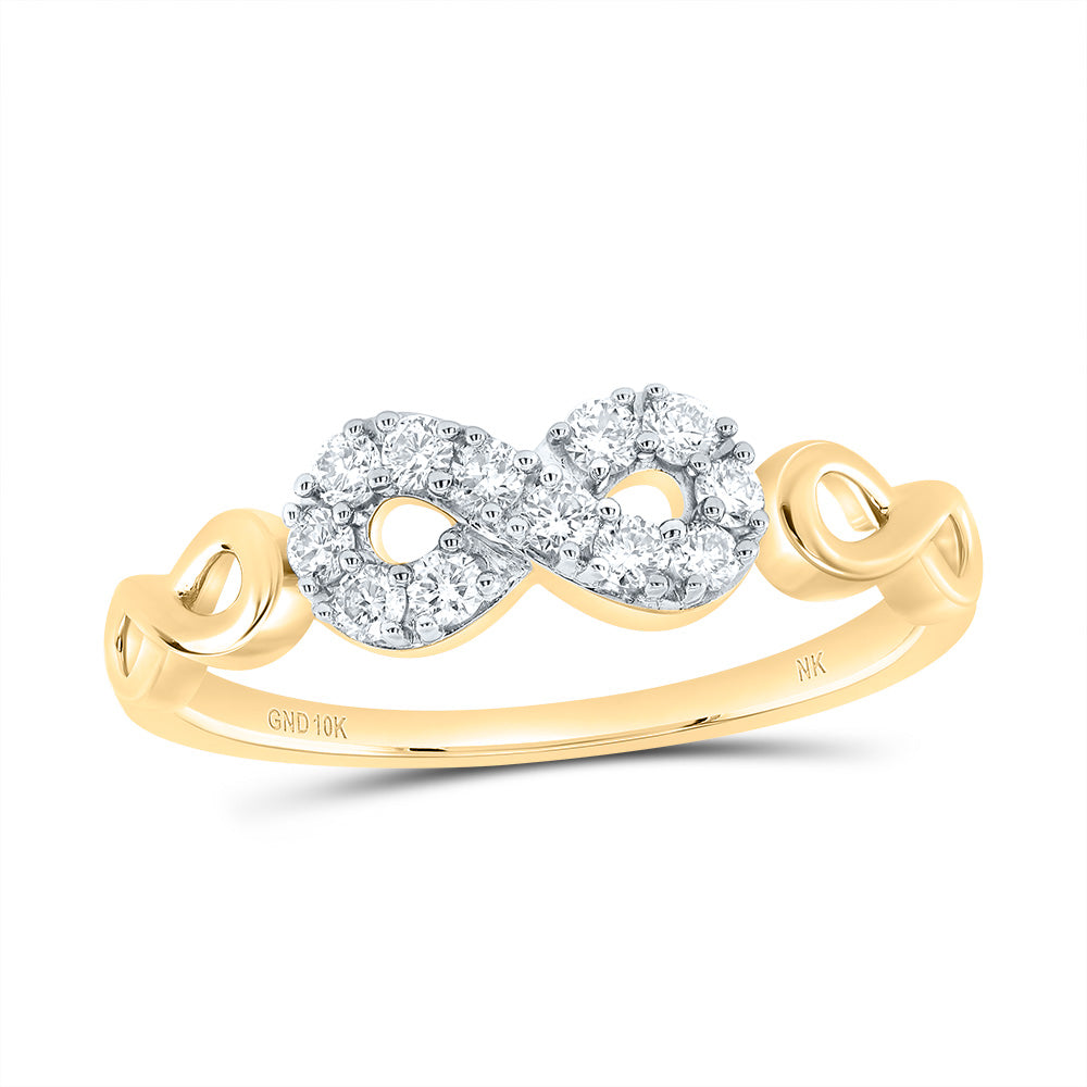 10K Yellow Gold 1/4 CTW-Natural Diamond Fashion Infinity Ring 1.81 Gram