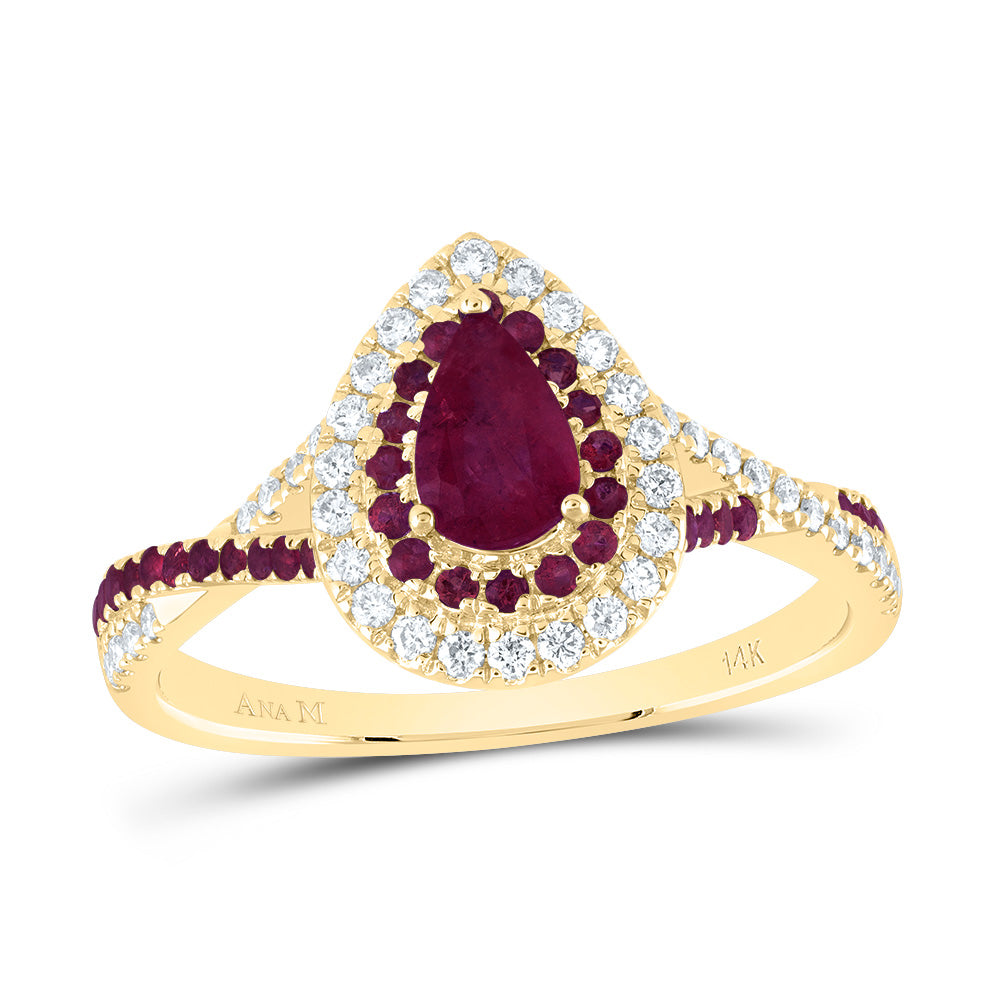 1/5CTW-DIA ANA M 1/5CTW-RD-RU 6X4MM PS-RU NAT GEM DOUBLE HALO BRIDAL RING