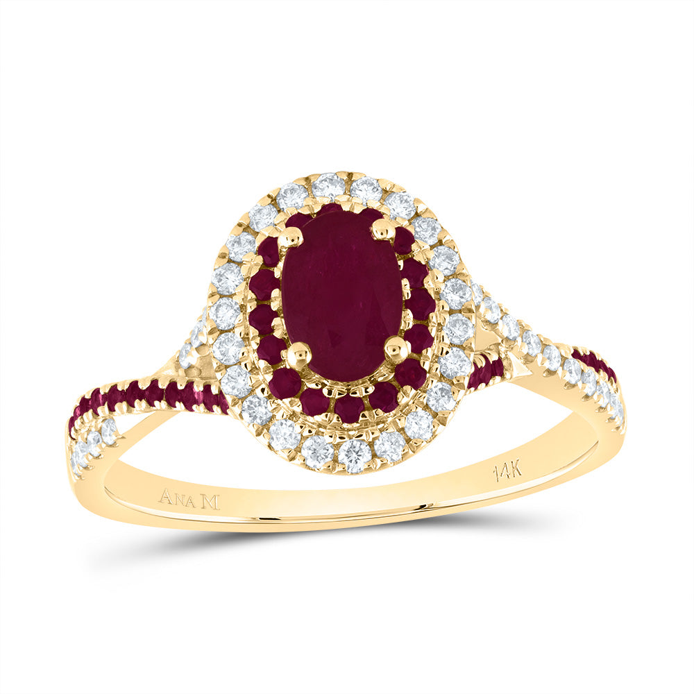 1/5CTW-DIA ANA M 1/5CTW-RD-RU 6X4MM OV-RU NAT GEM DOUBLE HALO BRIDAL RING