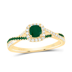 1/8CTW-DIA ANA M 1/20CTW-RD-EM 4MM CU-EM NAT GEM SINGLE HALO BRIDAL RING