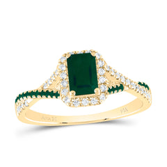 1/6CTW-DIA ANA M 1/10CTW-RD-EM 6X4MM EM-EM NAT GEM SINGLE HALO BRIDAL RING