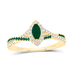 1/8CTW-DIA ANA M 1/10CTW-RD-EM 6X3MM MQ-EM NAT GEM SINGLE HALO BRIDAL RING