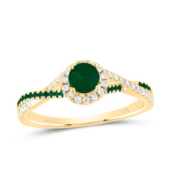 1/8CTW-DIA ANA M 1/10CTW-RD-EM 4MM RD-EM NAT GEM SINGLE HALO BRIDAL RING