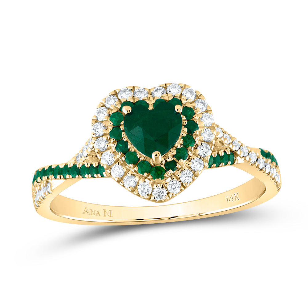 1/5CTW-DIA ANA M 1/5CTW-RD-EM 4.5MM HT-EM NAT GEM DOUBLE HALO BRIDAL RING